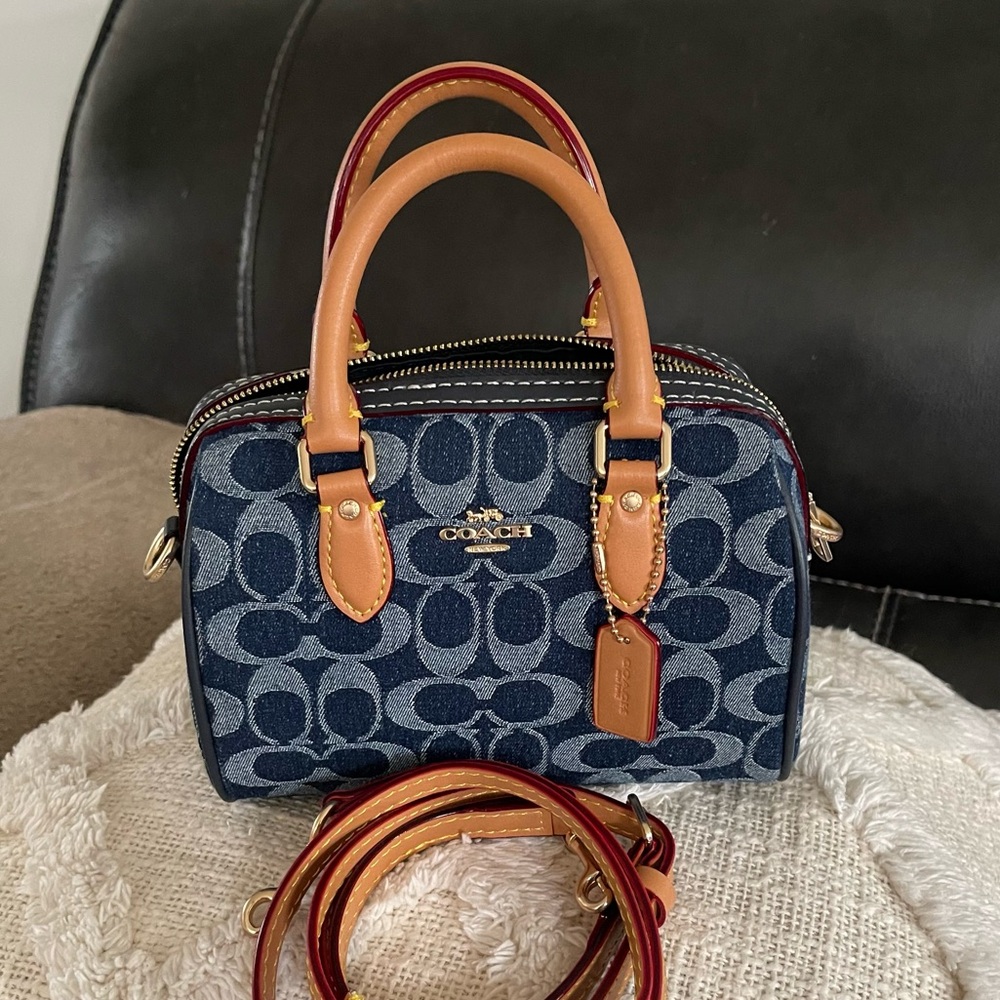 Coach Navy and Tan Satchel